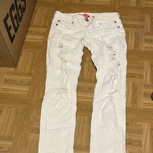 Almost Famous White Distressed Skinny Jeans